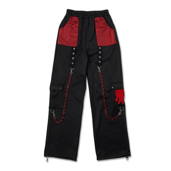 Goth Emo Harajuku-style mesh black and red pants - Picture 1 of 3